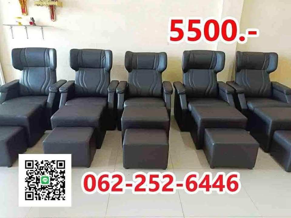 เก้าอี้นวดเท้าหนัง สีดำ หลังสูง (เซตร้าน) - Image 1